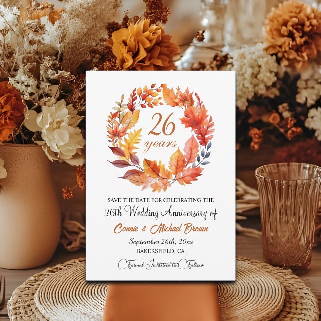 26:e Bröllop-årsdagen Elegant - Blommigt Spara Datumet (Skapare uppladdad)
