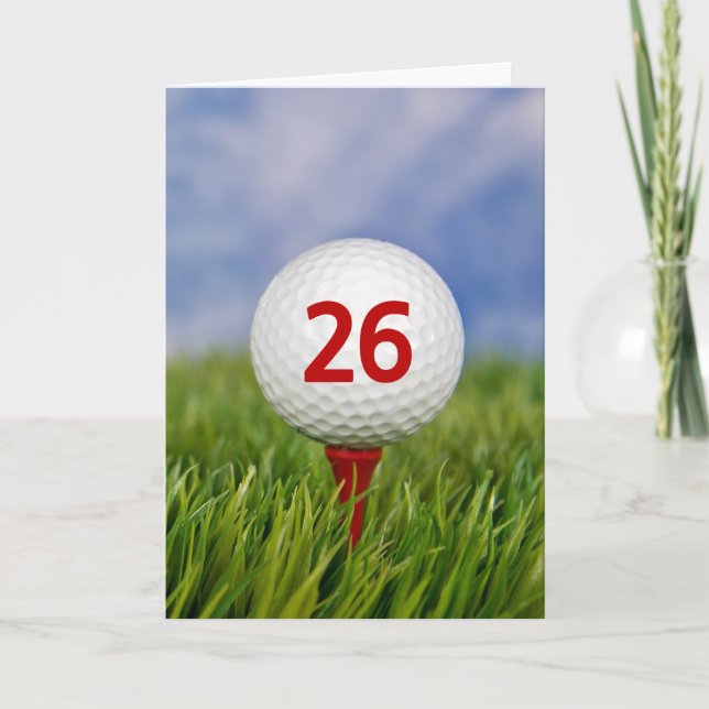 26:e födelsedag Golf Boll på Röd tee Kort (Framsida)