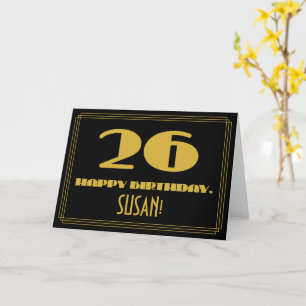 26:e födelsedag: Namn + Art Deco Inspired Titta "2 Kort