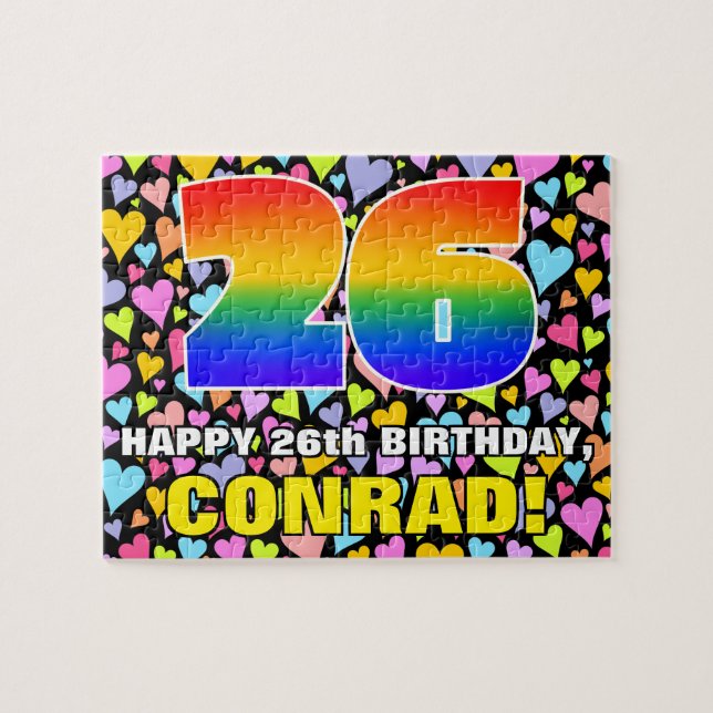 26:e födelsedag - Roligt, hjärtklappning + "26" Pussel (Horisontell)