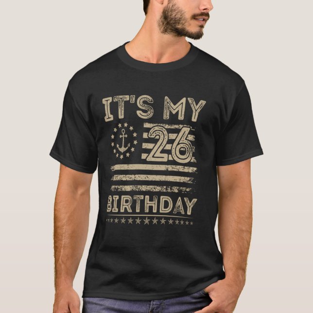 26:e födelsedag Sailor American Nautical Sailing B T Shirt (Framsida)