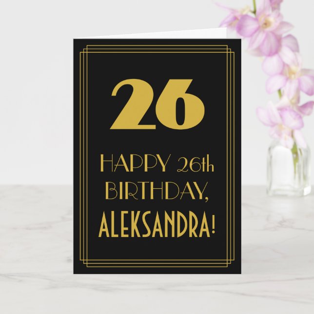 26:e födelsedagen ~ Art Deco Inspired Titta "26" & Kort (Orkide)