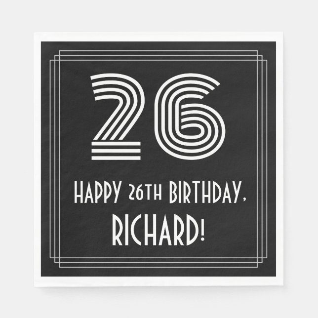 26:e födelsedagen: Art Deco Inspired Titta "26" +  Pappersservett (Framsidan)