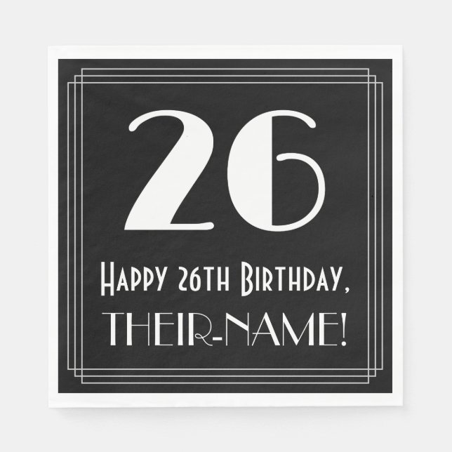 26:e födelsedagen ~ Art Deco Inspired Titta "26",  Pappersservett (Framsidan)