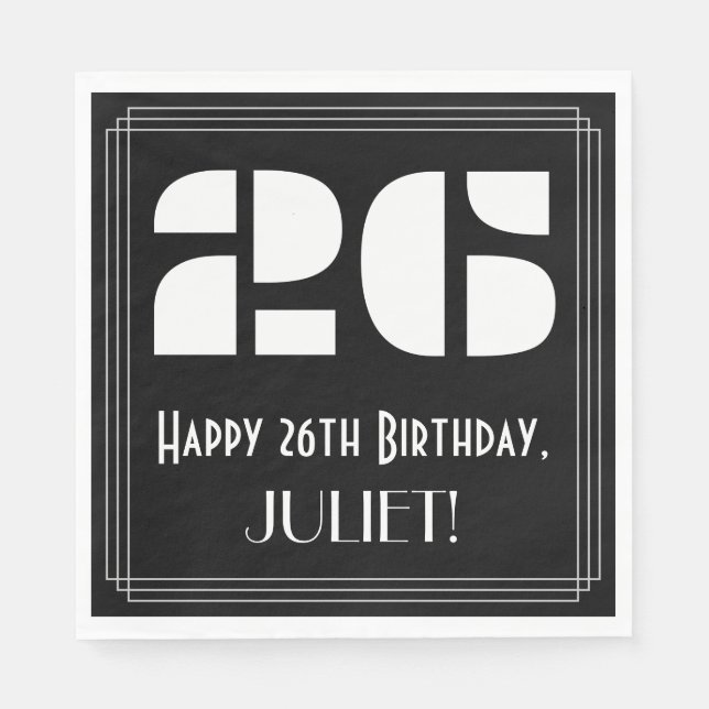 26:e födelsedagen: Art Deco Inspired Titta "26" +  Pappersservett (Framsidan)