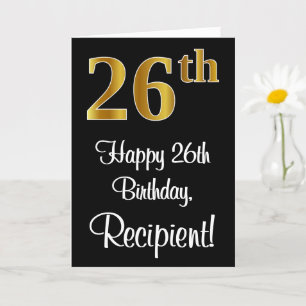 26:e födelsedagen ~ Elegant Luxurious Faux Guld Ti Kort