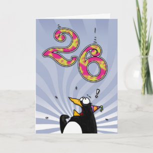 26:e födelsedagen - Penguin-överraskningskort Kort