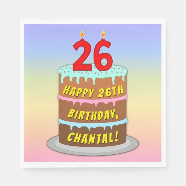 26:e födelsedagen: Roligt Cake and Candles + Custo Pappersservett (Framsidan)