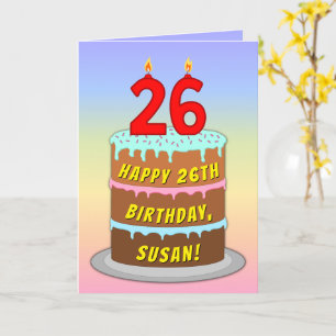 26:e födelsedagen - Roligt Cake & Candles, med ege Kort