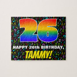 26:e födelsedagen - Roligt, färgstarka musiksymbol Pussel