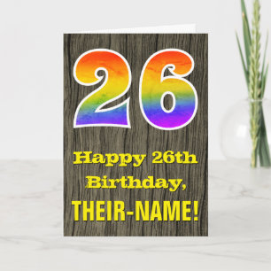 26:e födelsedagen: Rustic Faux Wood look, Rainbow Kort