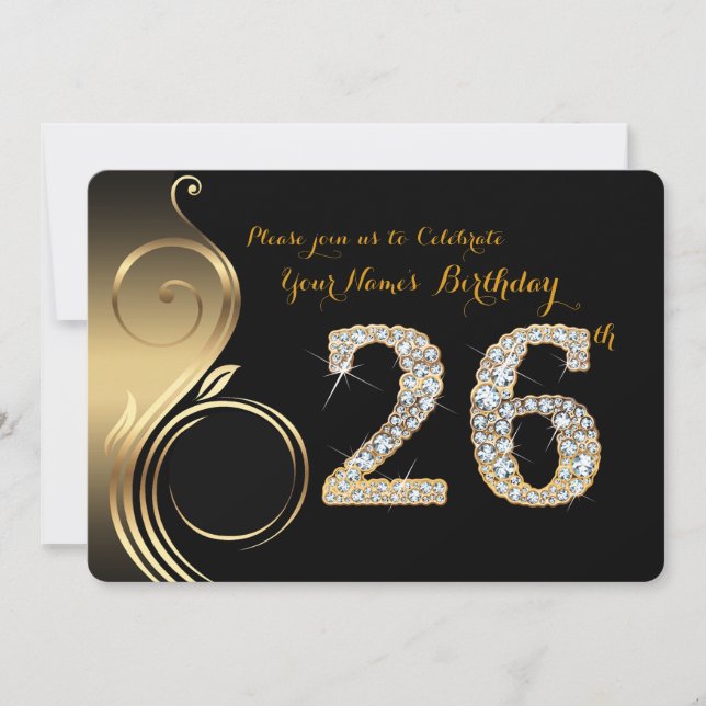 26:e,Födelsedagsinbjudan,Nummerdiameter,Foto Inbjudningar (Framsida)