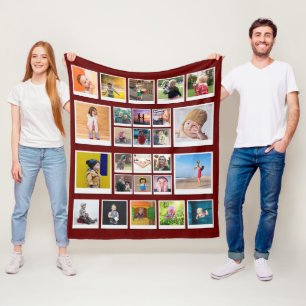 26 Fotokollage-mall Modern Trendig Red Fleecefilt