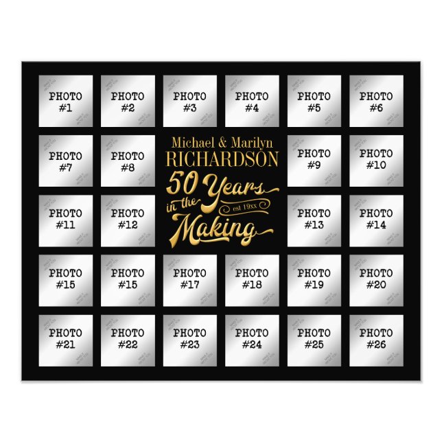 26 fotokollage på gyllene årsdagen fototryck (Framsidan)