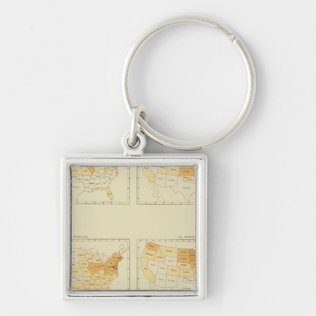 26 Mellanstatlig migration 1890 MEMS Fyrkantig Silverfärgad Nyckelring (Framsidan)