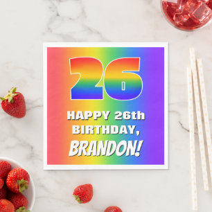 26th Birthday: Colorful, Fun Rainbow Pattern # 26 Pappersservett