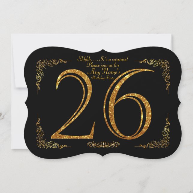 26th, Gatsby för födelsedagsfest 26th, underbart, Inbjudningar (Framsida)