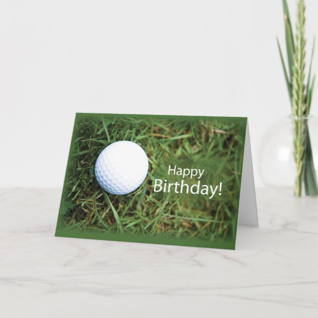 2728 Golf Boll i gräsfödelsedag Kort (Framsida)