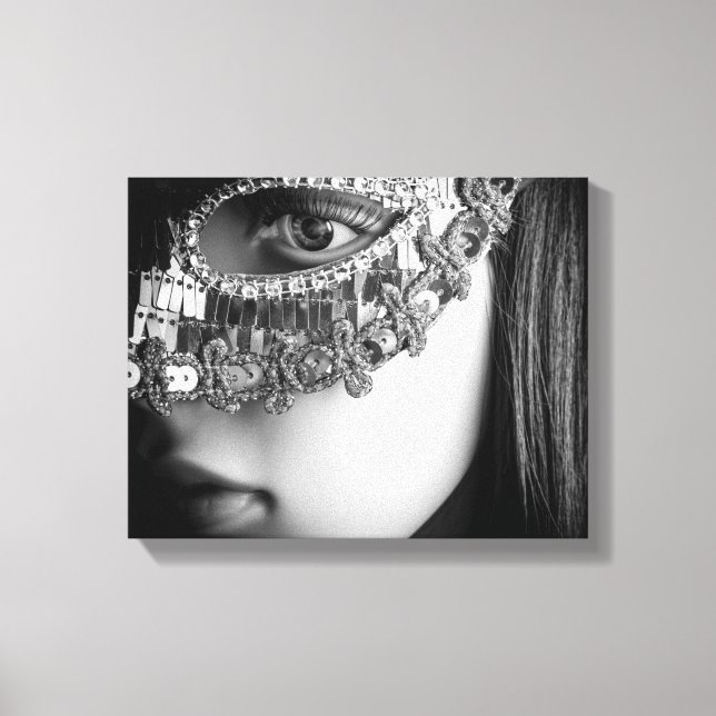 2733-Dam med maskerad mask Canvastryck (Framsida)