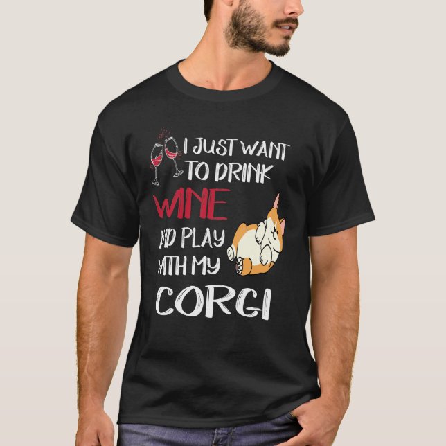 279 Jag vill bara dricka Vin T Shirt (Framsida)