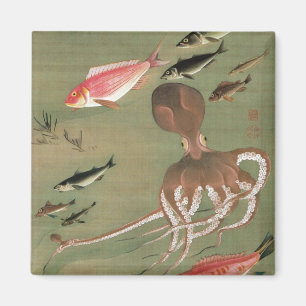 27. 諸 魚, 若 冲 olika fisken, Jakuchu, Japan Art Magnet
