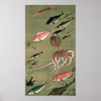 27. 諸 魚, 若 冲 olika fisken, Jakuchu, Japan Art
