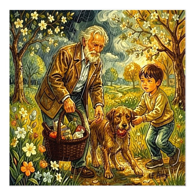 27.03" x 27.03 Grandpa Rainy Day Fototryck (Framsidan)