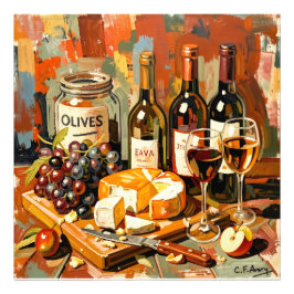 27.03" x 27.03" Olives Wine Cheese Fototryck