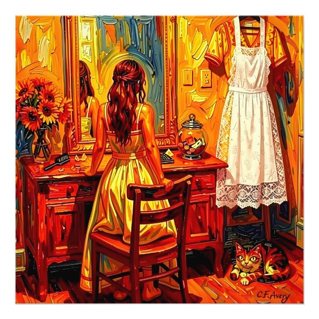 27.03" x 27.03 Trendy Art - Girl Fantasy Fototryck (Framsidan)