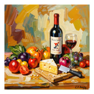 27,03" x 27,03" Vin Frukt Ost Fototryck