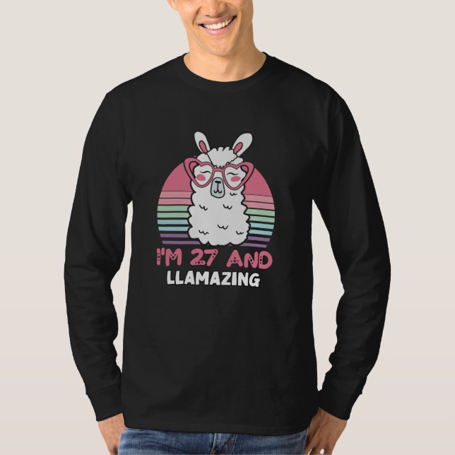 27-årig dagslamazing 27:e födelsedagsllama t shirt (Framsida)