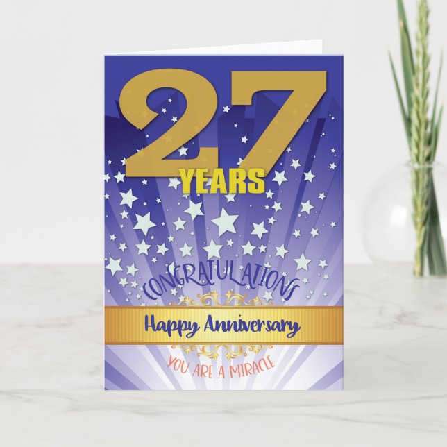 27 Års Återhämtningsjubileum Fetstilad Siffra Kort (Framsida)