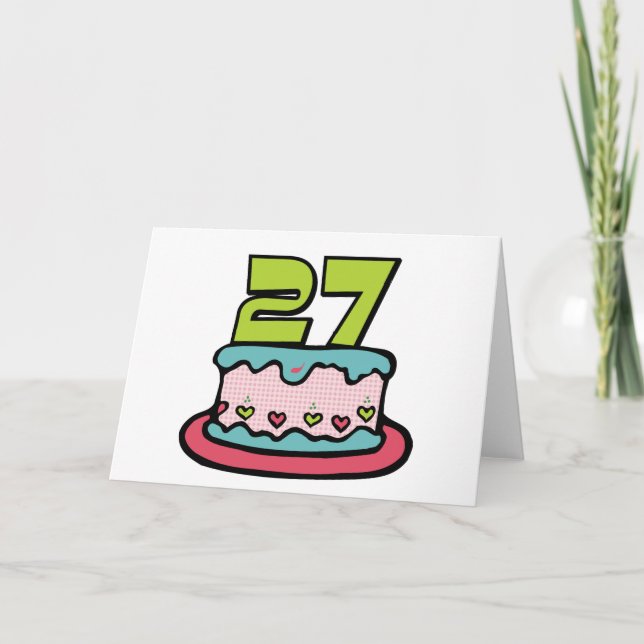 27-års födelsedagstårta kort (Framsida)