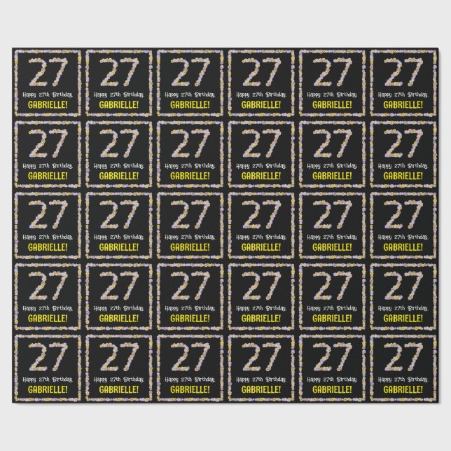 27-årsdag: Blommiga blommor nummer, anpassat namn Presentpapper (Seam)