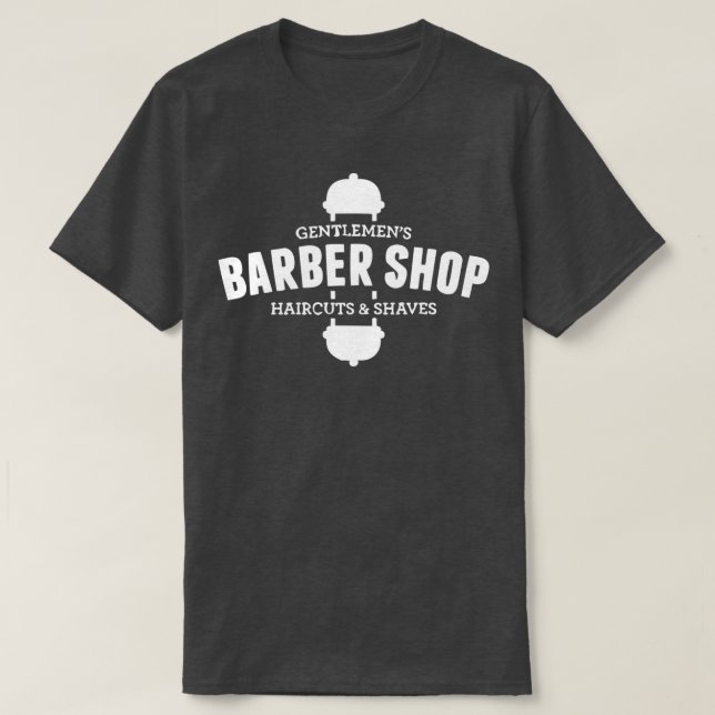 27-bitars Barber Shop Haircut Shaves T Shirt (Design framsida)
