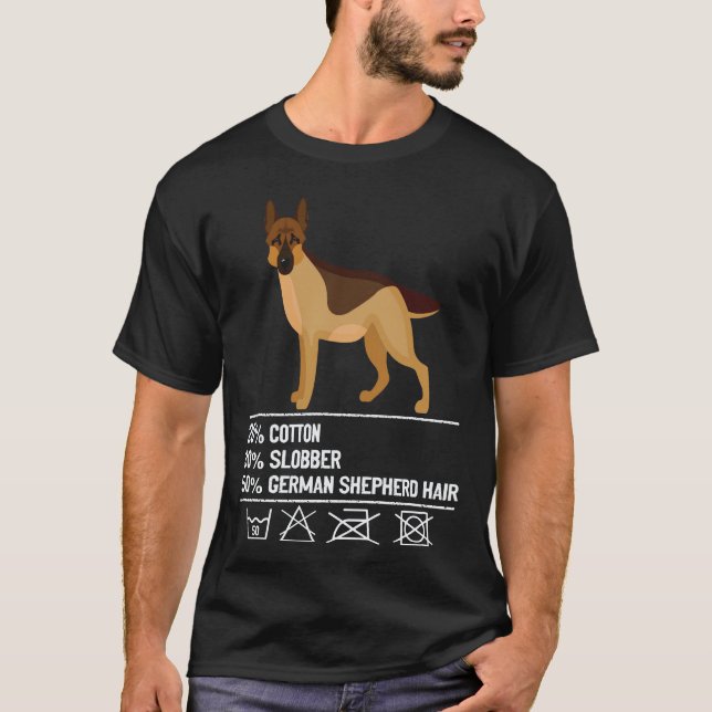 27 Bomull Slarv Tysk Shepherd hundhår Tysk Shepher T Shirt (Framsida)