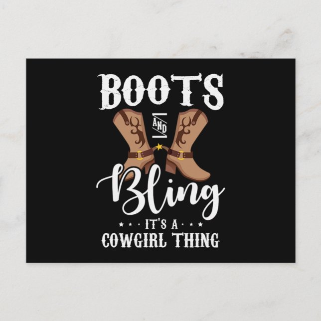 27.Boot och sling av en cowgirl Sak Meddelande Vykort (Framsida)