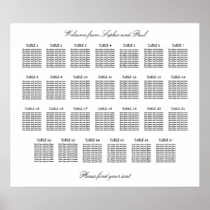 27 Bord Elegant Minimalistisk Placeringsplan Poster