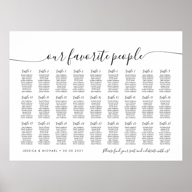 27 Bord Elegant Våra Favoritpersoner Bordskarta Poster (Framsidan)
