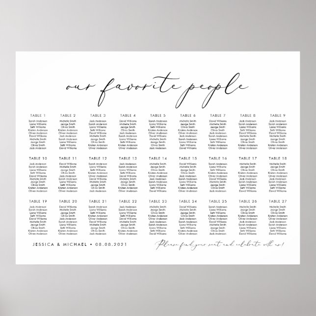 27 Bord Vår Favoritpersoner Placeringsplan Poster (Framsidan)