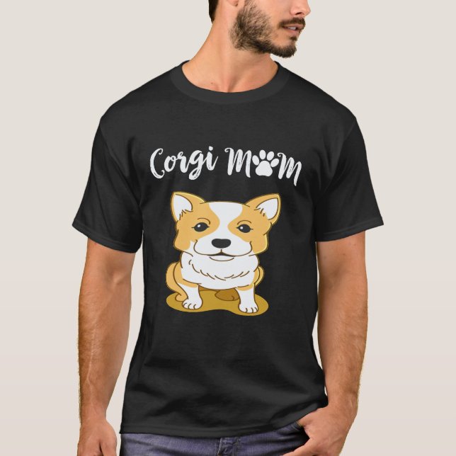 27 Corgi Mamma Corgi T Shirt (Framsida)