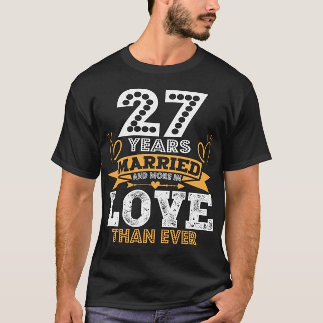27:e Bröllop-årsdagen 27 år Gift T Shirt (Framsida)