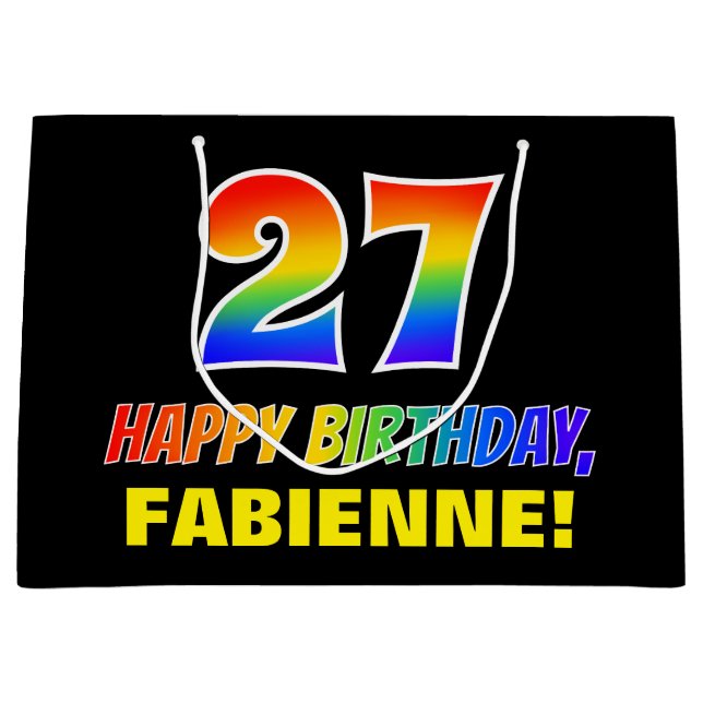 27:e födelsedag: fetstil, Roligt, enkel, regnbåge  (Framsidan)