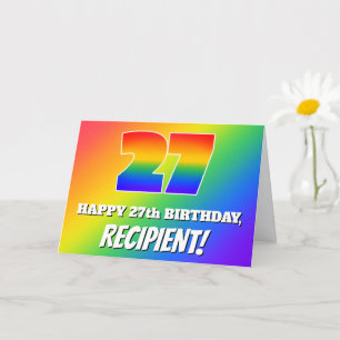 27:e födelsedag: flerfärgad regnbåge Mönster # 27 Kort