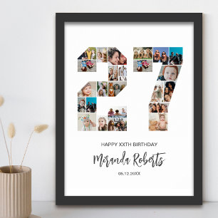 27:e födelsedag nummer 27 Anpassningsbar Fotokolla Poster
