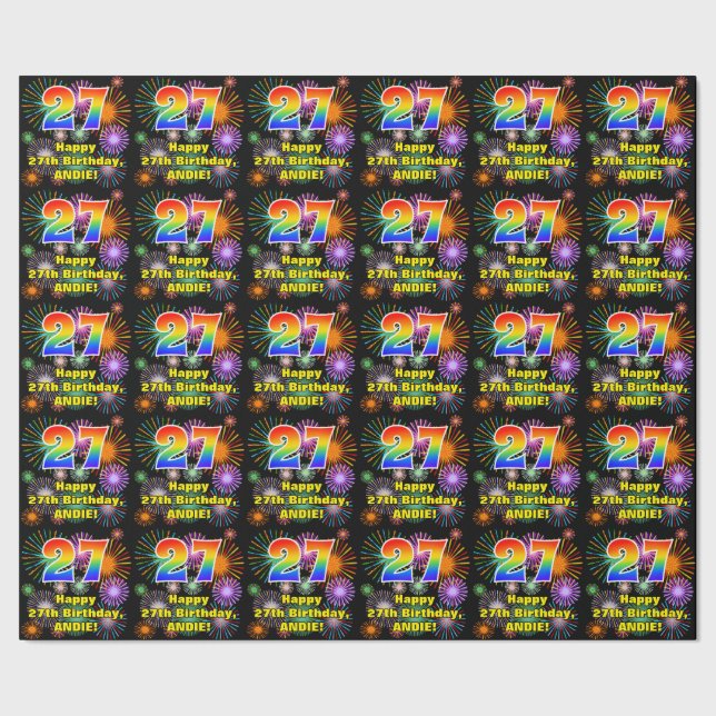 27:e födelsedag: Roligt Fireworks, Regnbåge-utseen Presentpapper (Seam)