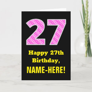 27:e födelsedag: Rosa Rand och örter "27" + Namn Kort