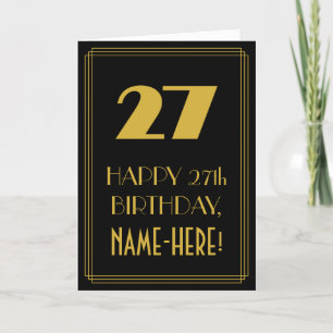 27:e födelsedagen - Art Deco Inspired Titta "27" & Kort