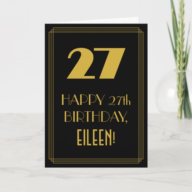 27:e födelsedagen ~ Art Deco Inspired Titta "27" & Kort (Framsida)