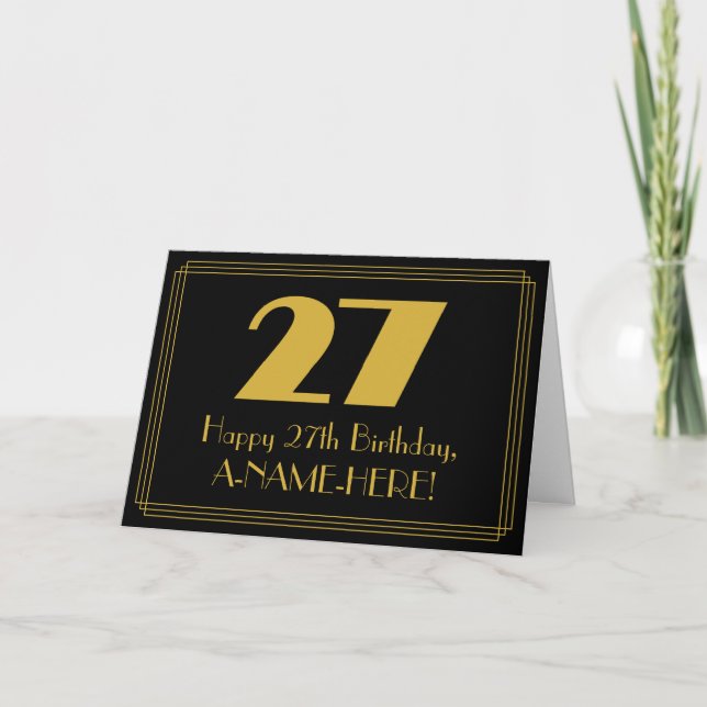 27:e födelsedagen: Art Deco Inspired Titta "27" oc Kort (Framsida)